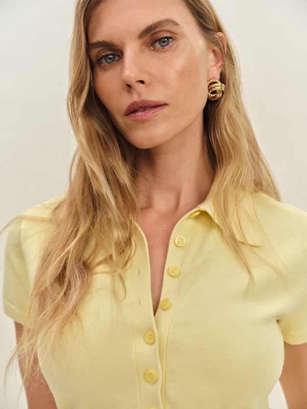 Bentley Cotton Polo Sweater - Pineapple