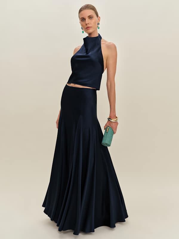 Sera Silk Two Piece - Navy