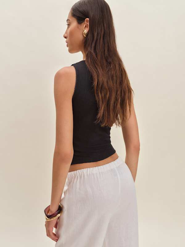 Rue Pointelle Knit Top - Black