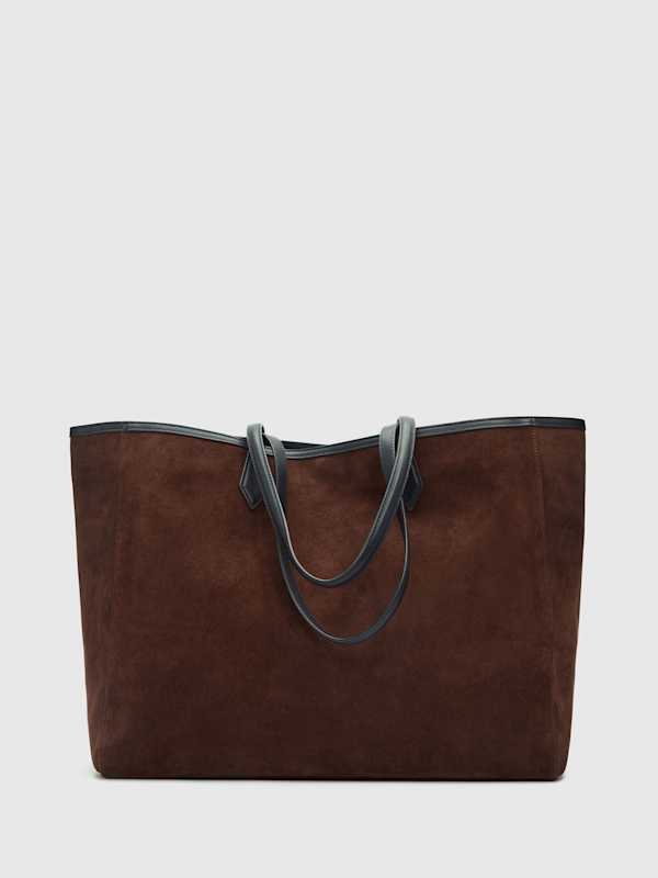 Sofia Tote - Espresso Suede Black Leather
