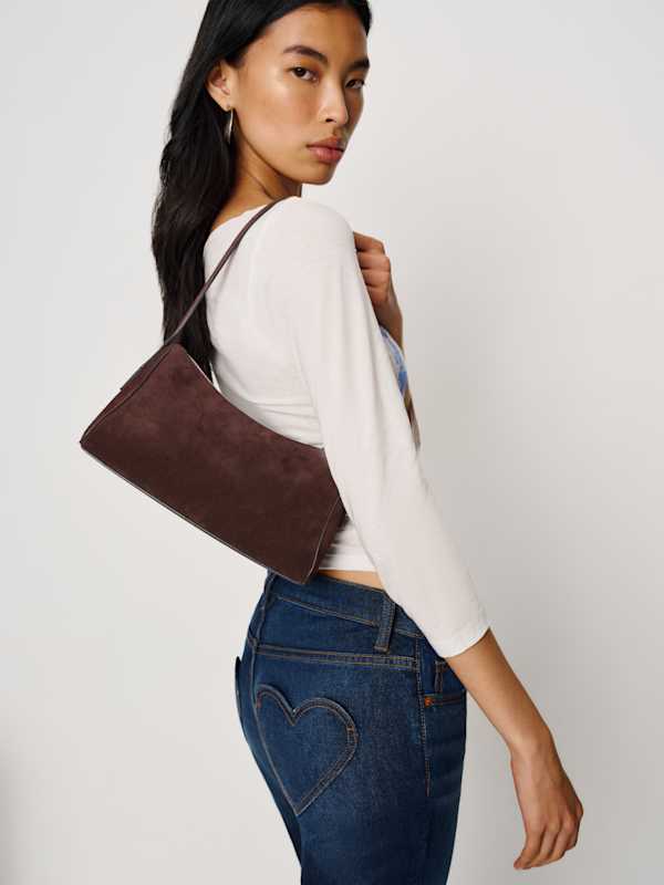Hannah Shoulder Bag - Espresso Suede