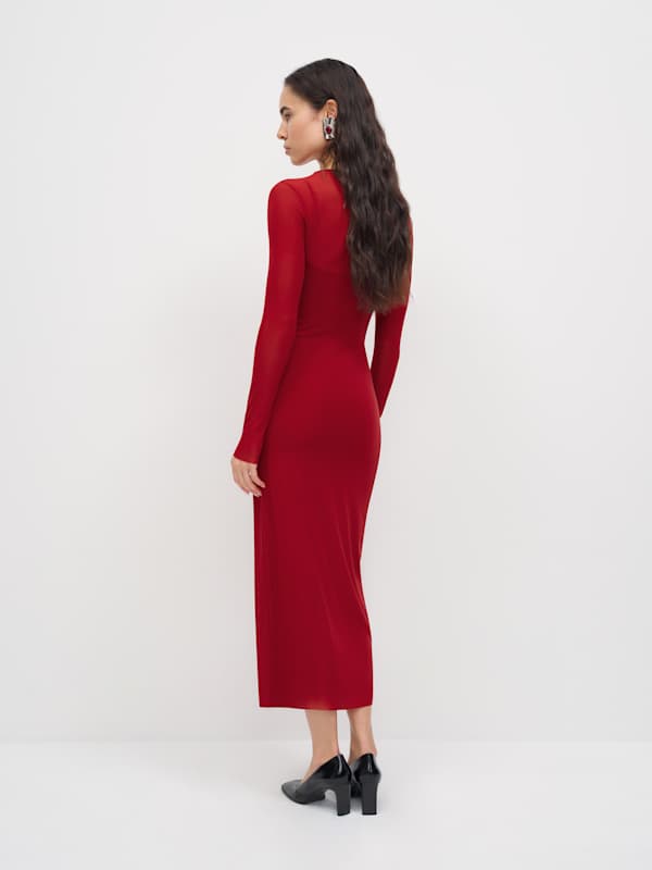 Rene Mesh Knit Dress - Sundried Tomato