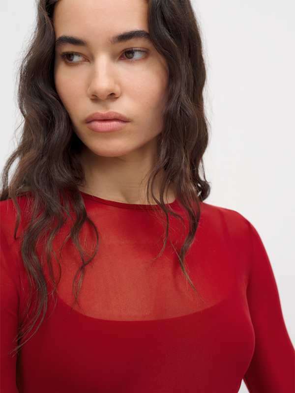 Rene Mesh Knit Dress - Sundried Tomato