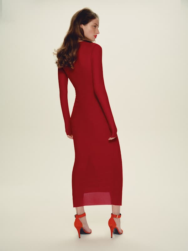 Rene Mesh Knit Dress - Sundried Tomato