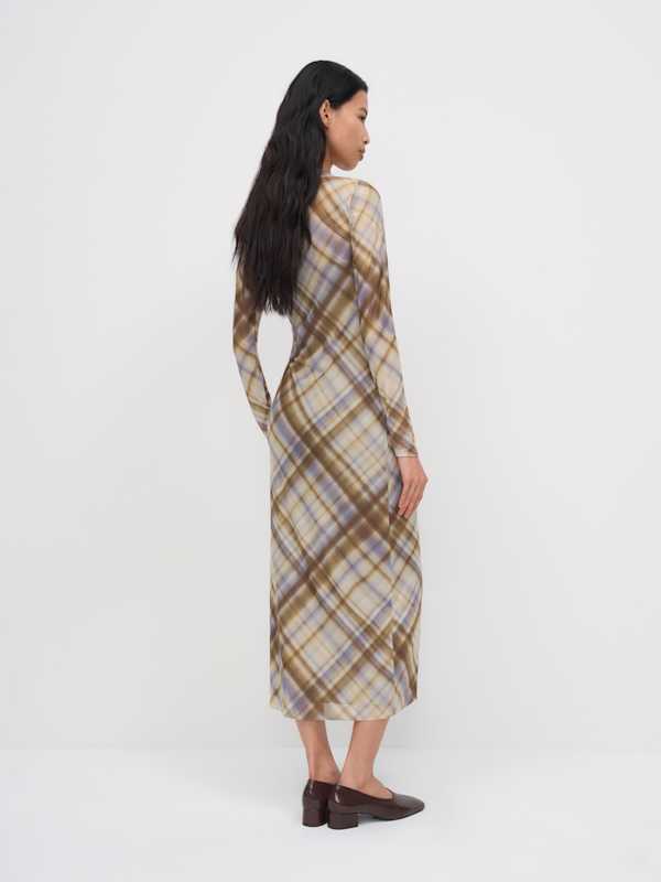 Rene Mesh Knit Dress - Whisper Plaid