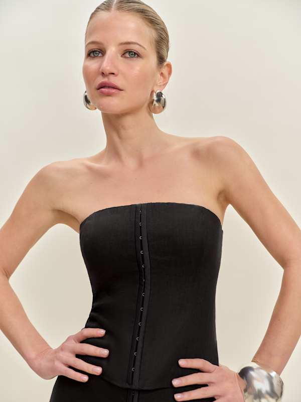 Sophie Linen Two Piece - Black