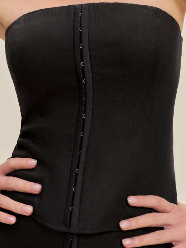 Sophie Linen Two Piece - Black