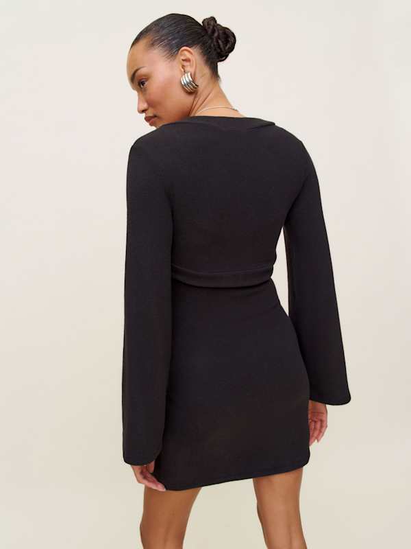Chloe Knit Shrug Dress Set - Black