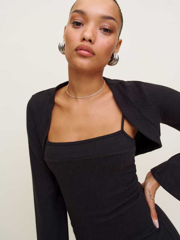 Chloe Knit Shrug Dress Set - Black