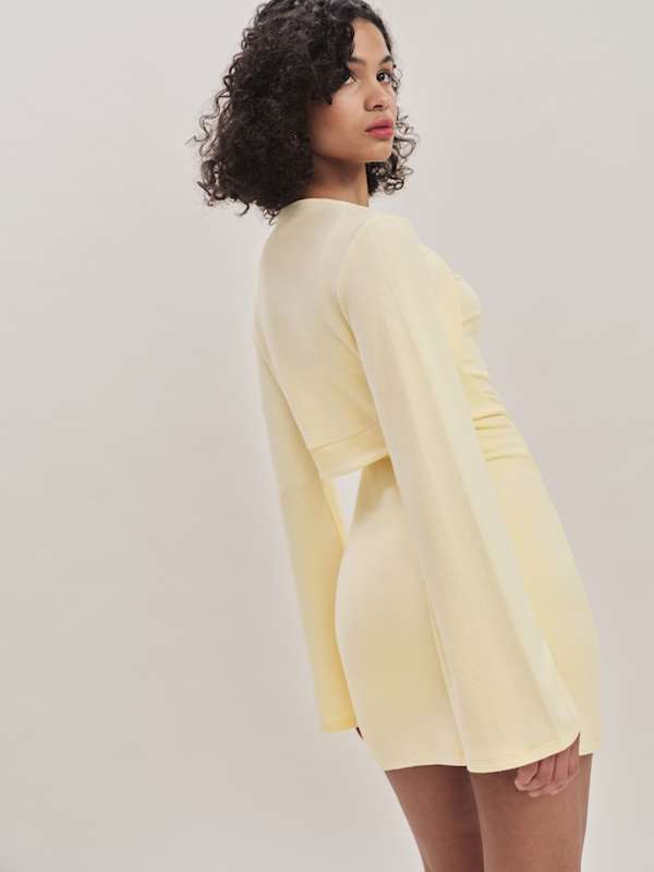 Chloe Knit Shrug Dress Set - Custard