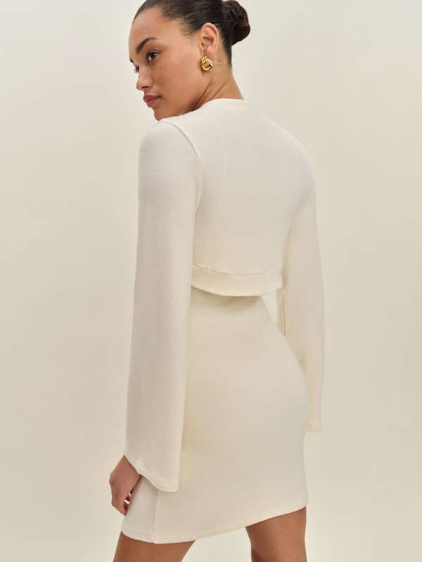 Chloe Knit Shrug Dress Set - Fior Di Latte