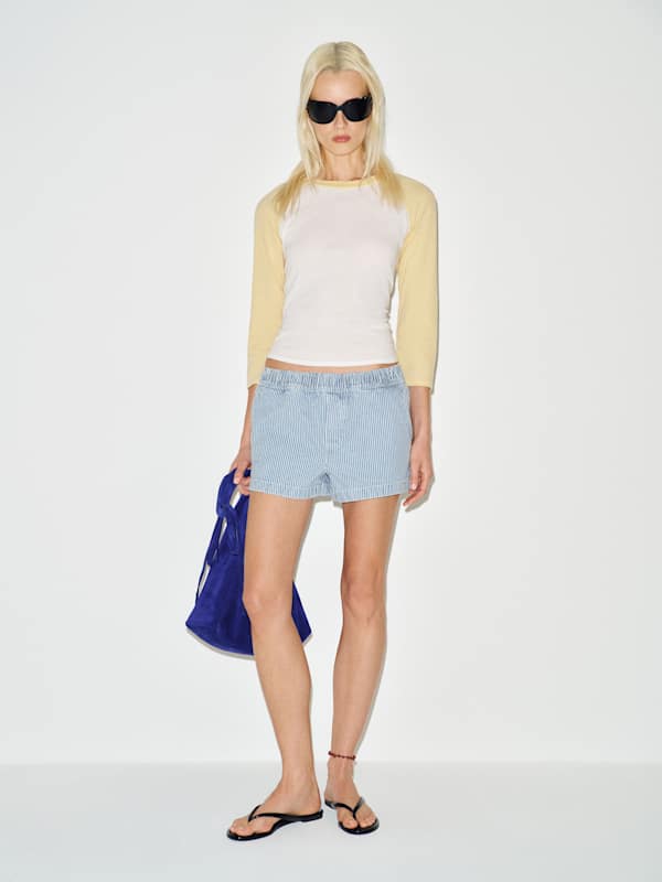 Theo Low Rise 2.5 Pull On Denim Shorts - Island Stripe