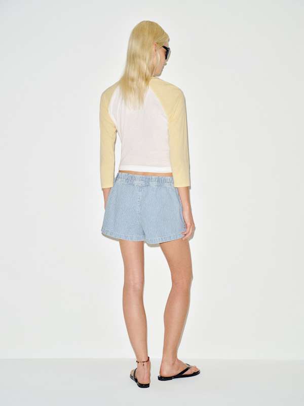 Theo Low Rise 2.5 Pull On Denim Shorts - Island Stripe
