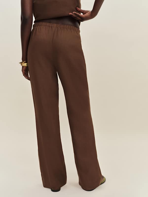 Kristen Linen Two Piece - Chocolate Cake