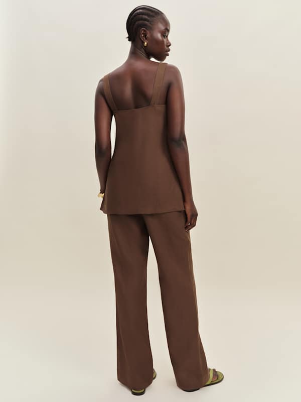 Kristen Linen Two Piece - Chocolate Cake