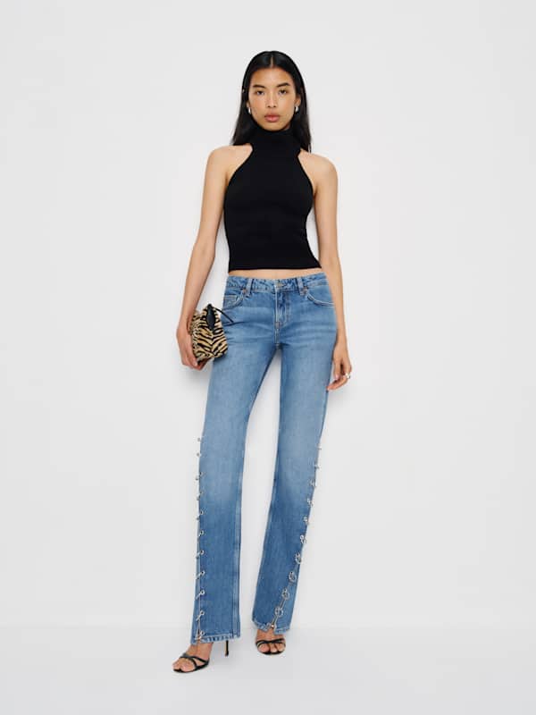 Inez Low Rise Bootcut Jeans - Leech