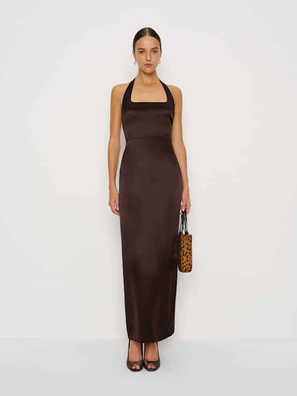 Ivan Silk Dress - Black Bean