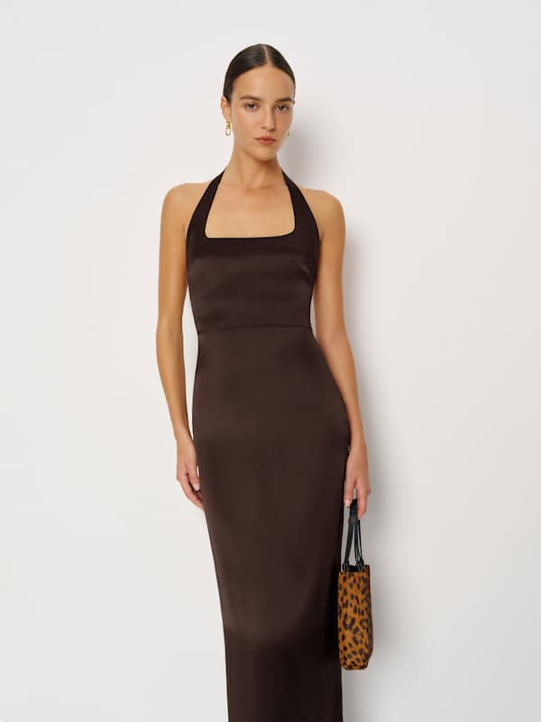 Ivan Silk Dress - Black Bean