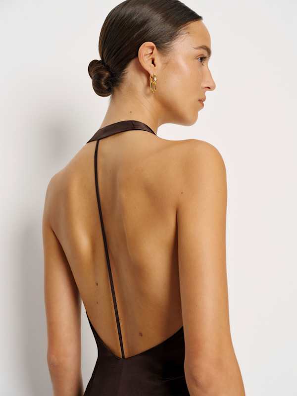 Ivan Silk Dress - Black Bean