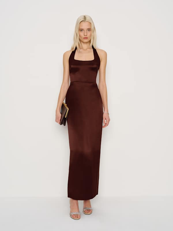 Ivan Silk Dress - Mahogany