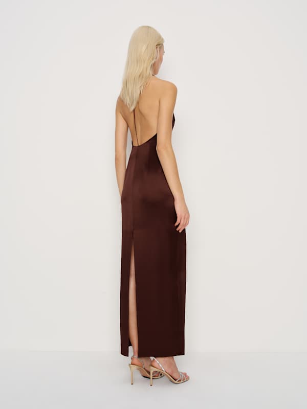 Ivan Silk Dress - Mahogany