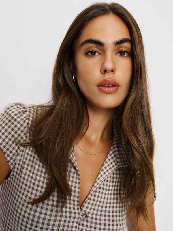 Jenna Knit Top - Brown And White