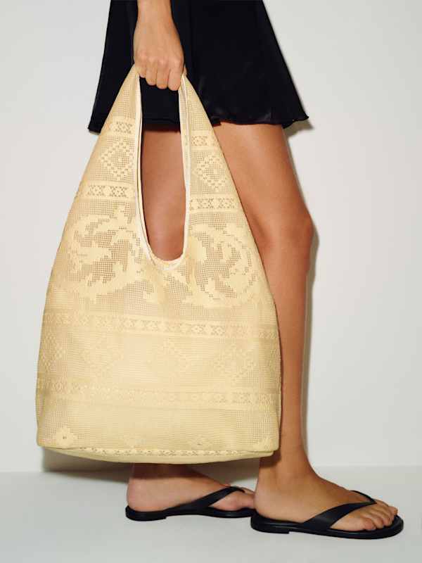Aurelia Tote Bag - Lemon Custard Floral Lace