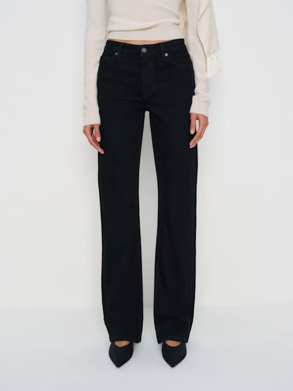 Elton Mid Rise Super Stretch Straight Jeans - Black