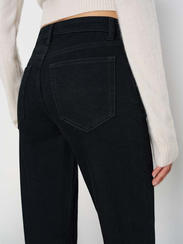 Elton Mid Rise Super Stretch Straight Jeans - Black