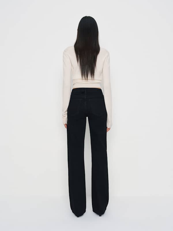 Elton Mid Rise Super Stretch Straight Jeans - Black