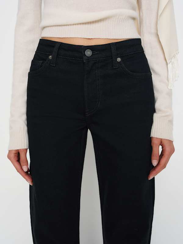 Elton Mid Rise Super Stretch Straight Jeans - Black