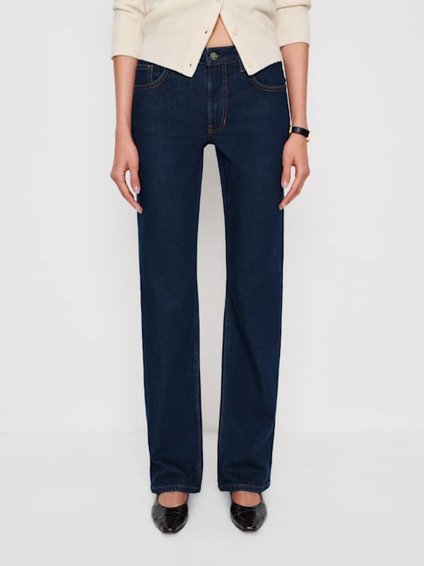 Elton Mid Rise Super Stretch Straight Jeans - Reservoir