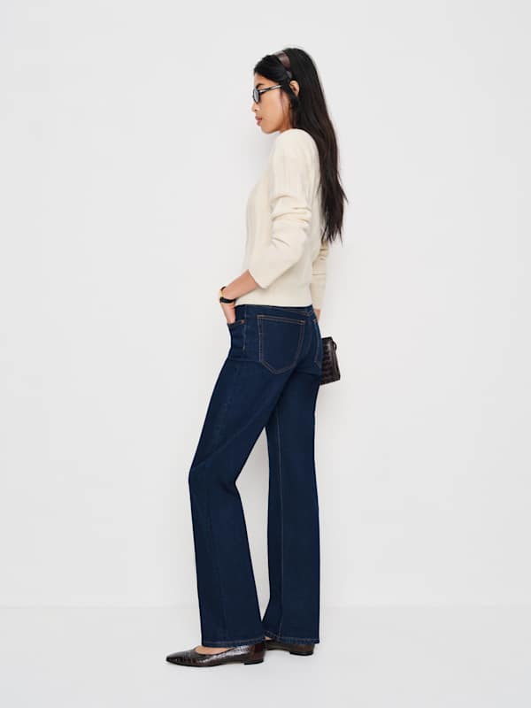 Elton Mid Rise Super Stretch Straight Jeans - Reservoir