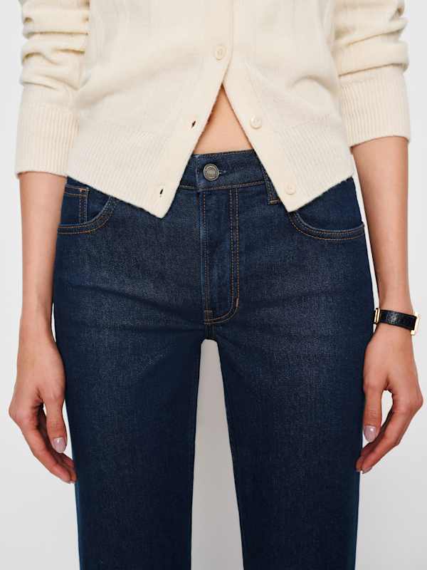 Elton Mid Rise Super Stretch Straight Jeans - Reservoir