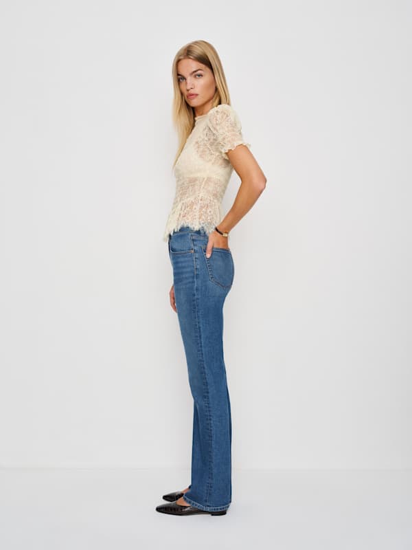 Elton Mid Rise Super Stretch Straight Jeans - Willamette