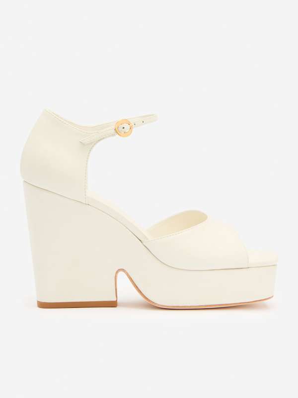 Sandales &agrave; plateformes Judy - Cuir blanc