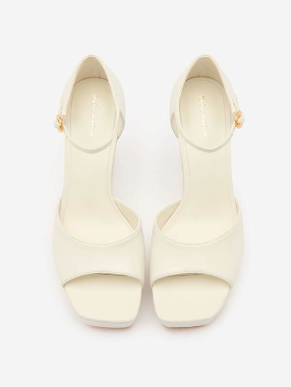 Sandales &agrave; plateformes Judy - Cuir blanc