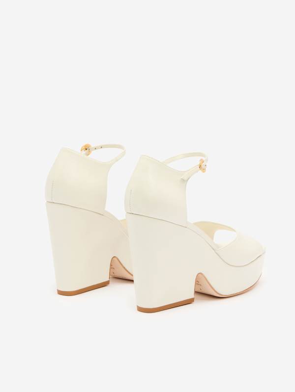Sandales &agrave; plateformes Judy - Cuir blanc