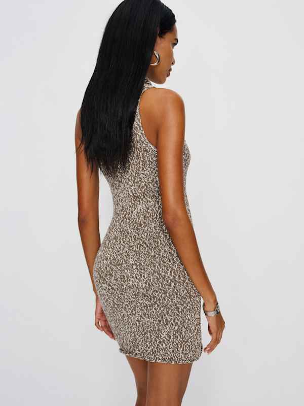 Delphi Cotton Sweater Dress - Shitake Fior Di Latte Marl