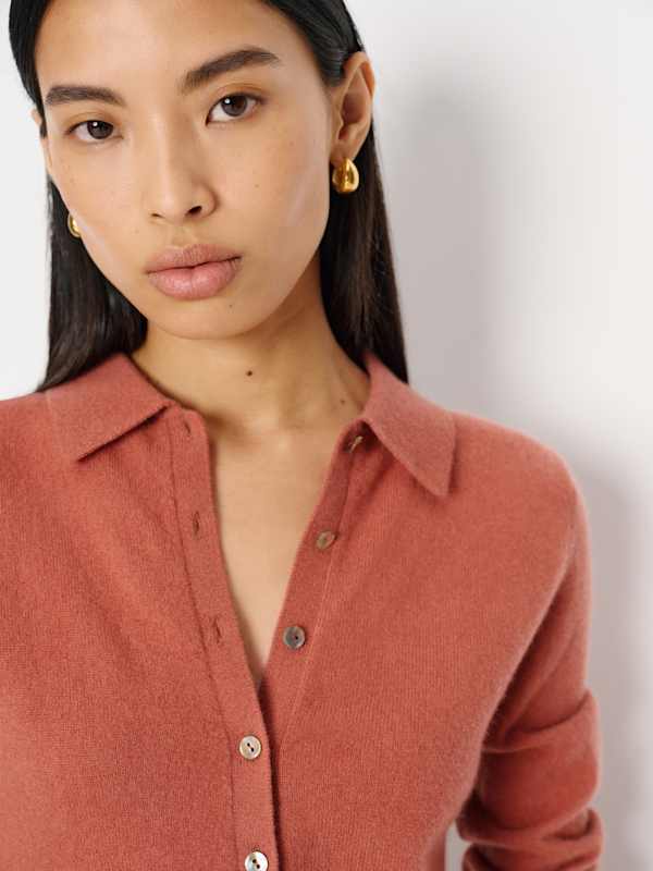 Florentina Cashmere Collared Cardigan - Rosewood