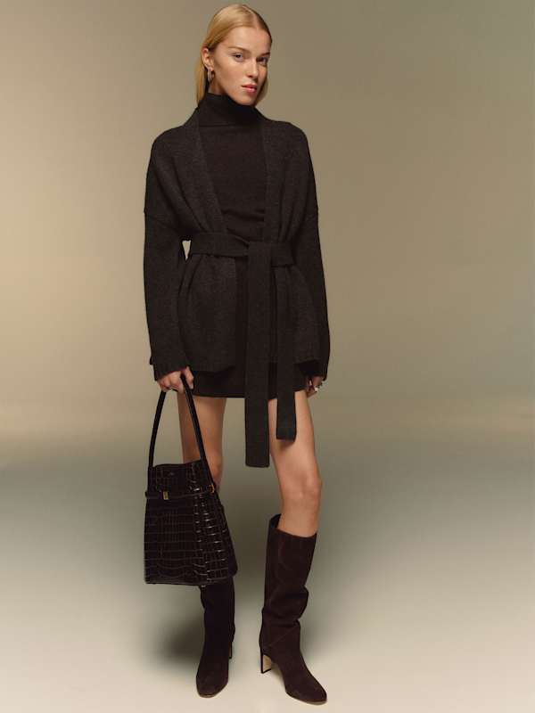 Meg Wrap Sweater Coat - Espresso