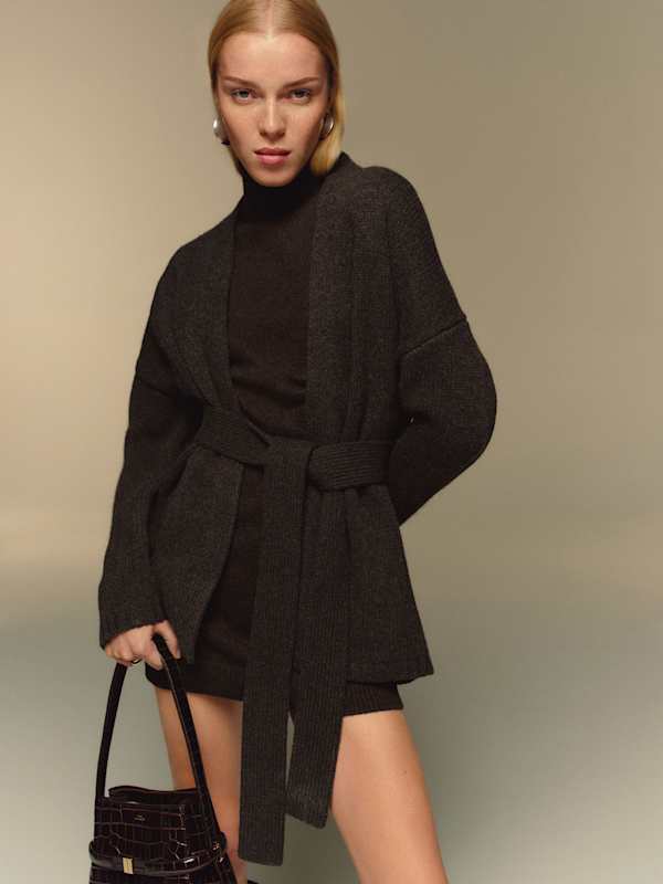 Meg Wrap Sweater Coat - Espresso