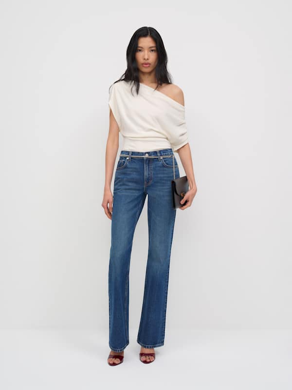 Sharon Stretch Mid Rise Bootcut Jeans - Mellusine Belted