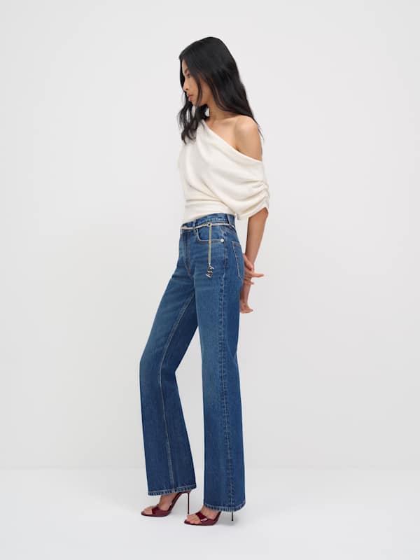 Sharon Stretch Mid Rise Bootcut Jeans - Mellusine Belted