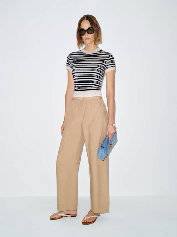 Darcy Cashmere Tee - Gossamer Navy Triple Stripe