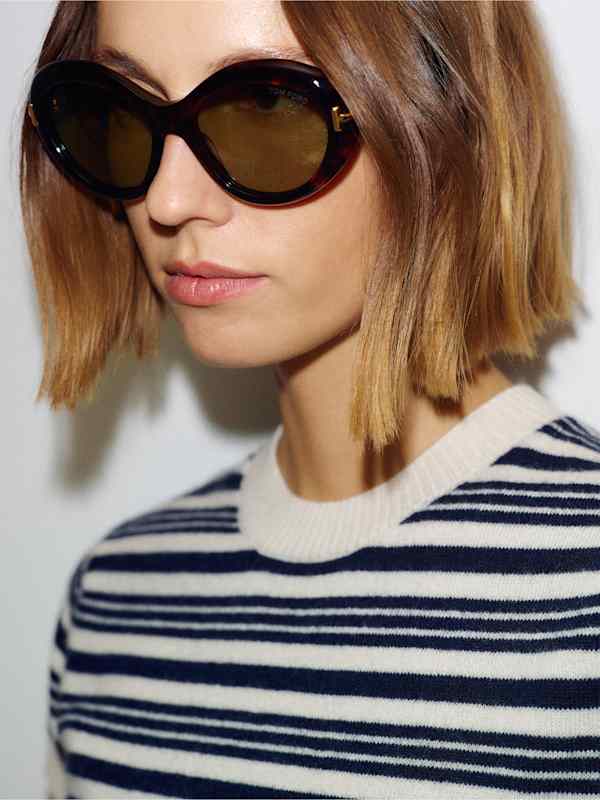 Darcy Cashmere Tee - Gossamer Navy Triple Stripe
