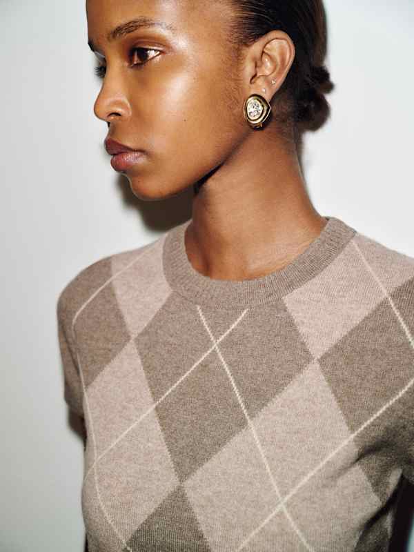 Darcy Cashmere Tee - Oak Argyle