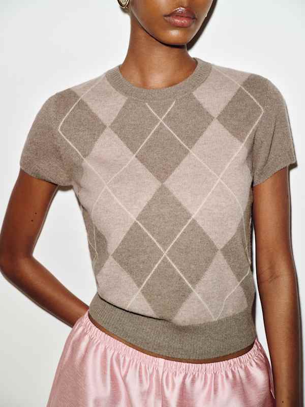 Darcy Cashmere Tee - Oak Argyle