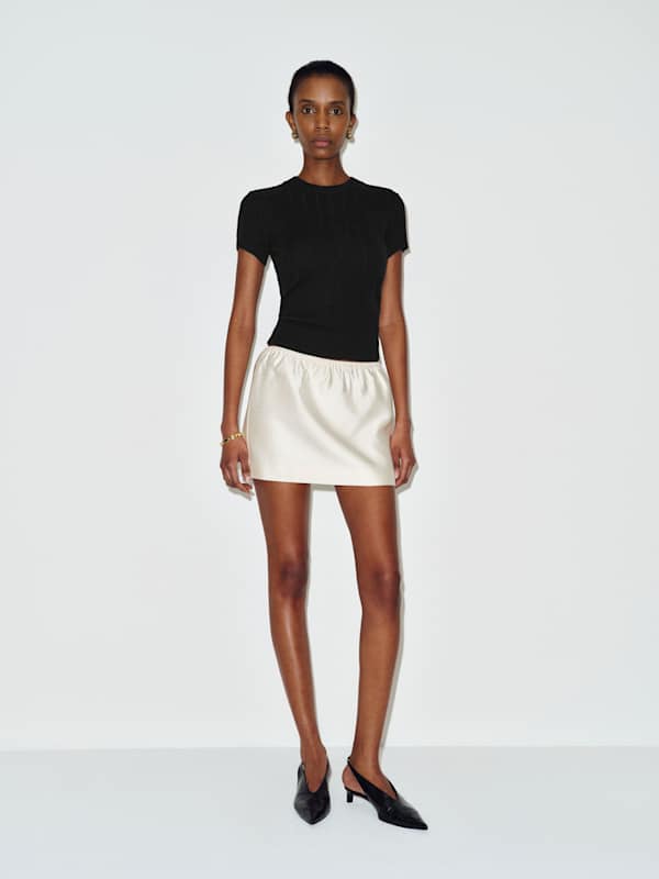 Darcy Cashmere Tee - Ribbed Black