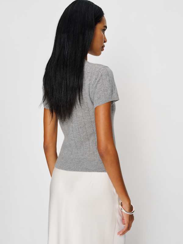 Darcy Cashmere Tee - Ribbed Granite